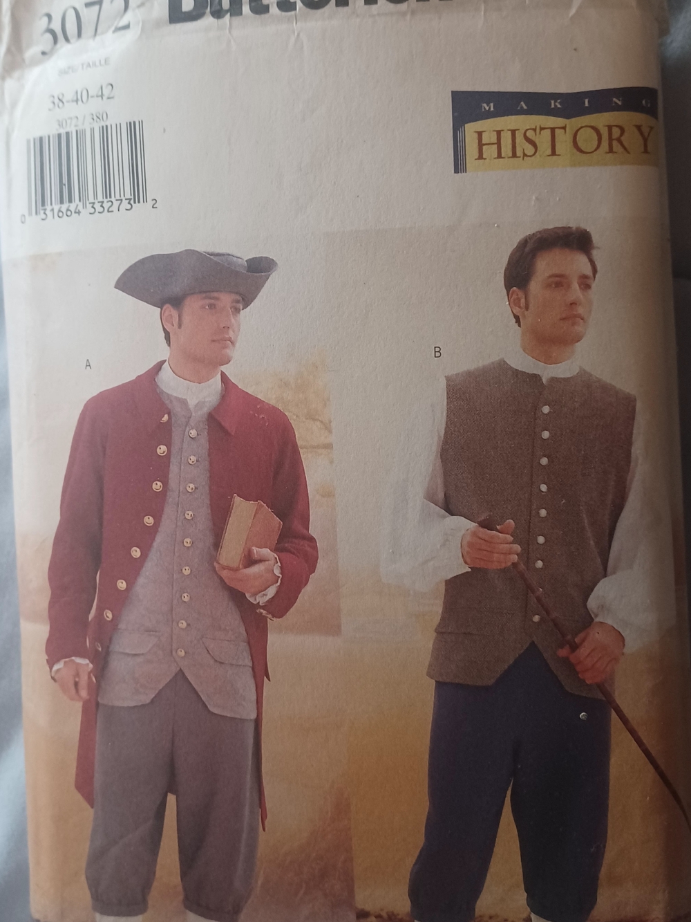 Men's Historical Red Tailcoat with Gray Vest - Heritage Style Size 38, 40 and 42